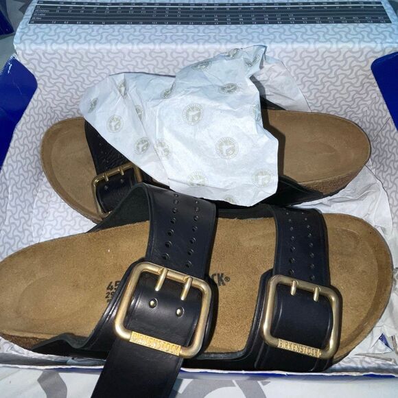 Birkenstock Arizona Bold Gap Black Leather Sandal 45 US 12 Mens - Picture 11 of 12